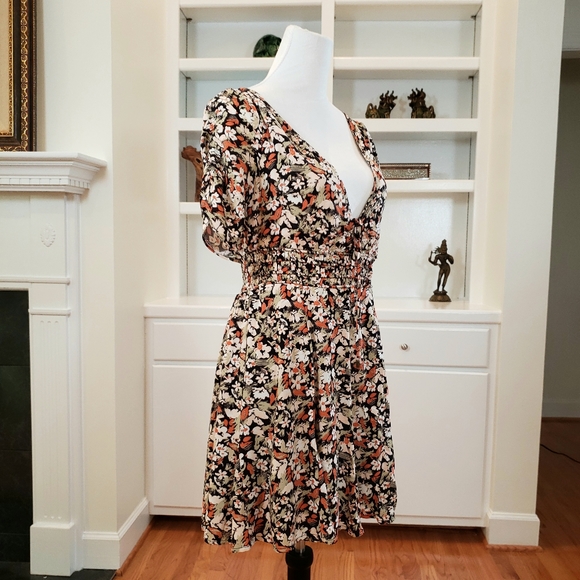 Free People Forget Me Not Fit & Flare Floral Mini Dress Charcoal - Picture 3 of 13